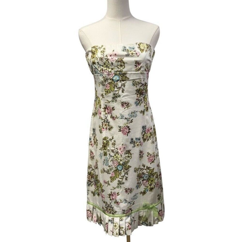 Vintage Y2K‎ Ruth Strapless Floral Dress Womens 6 Garden wedding preppy coquette